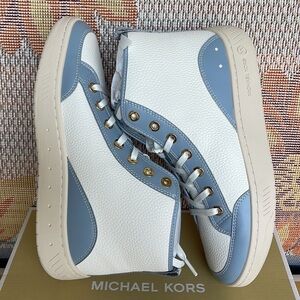 MICHAEL KORS
SHEA MID HIGH TOP
FAUX LEATHER
49F3SHFESL
PALE BLUE 
NEW